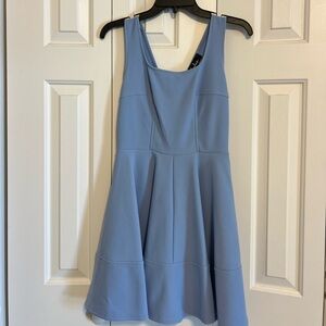 Lulu's Powder Blue Textured Fit-and-Flare Mini Dress